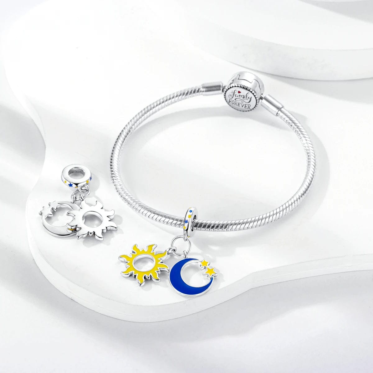 Glow in the Dark Luminous Sun and Moon with Stars Dangle Charm