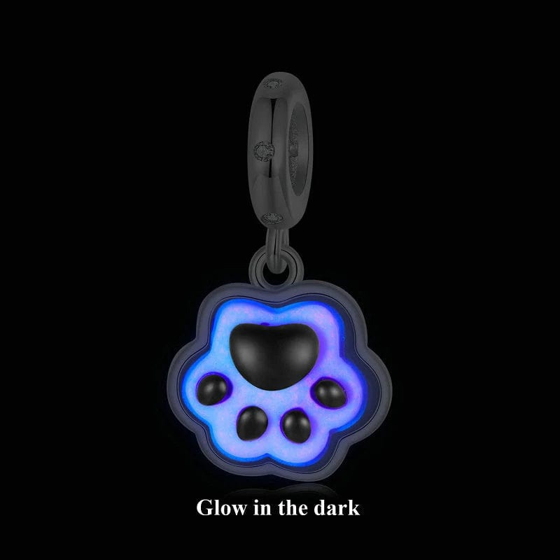 Glow in the Dark Pink Paw Print Dangle Charm