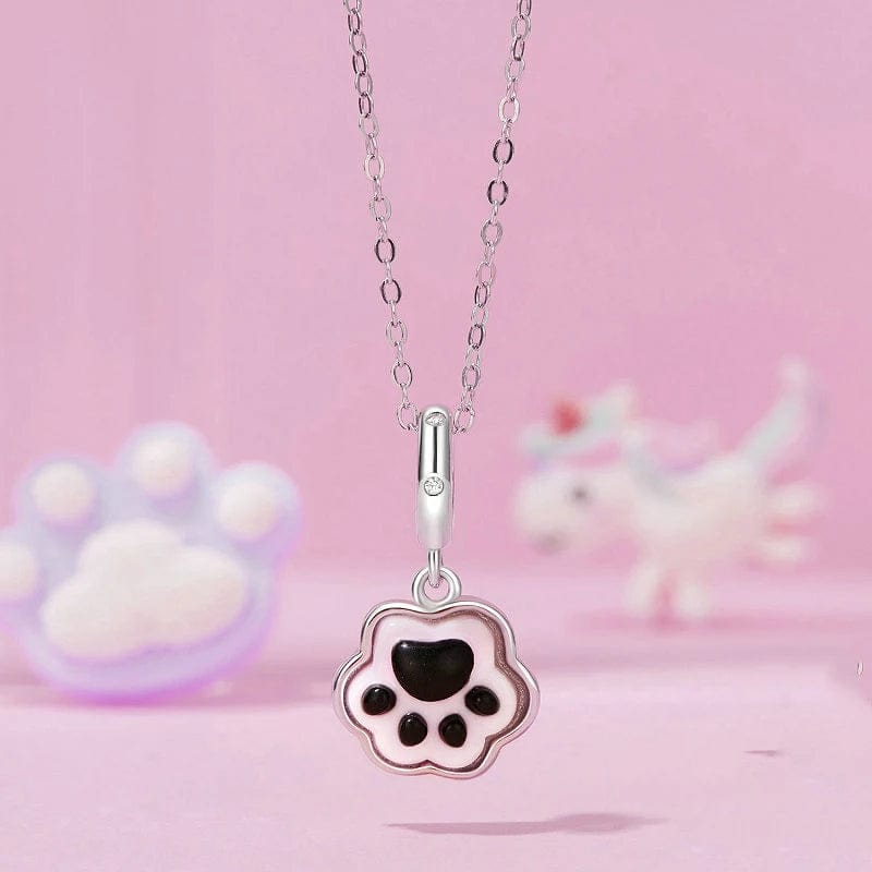 Glow in the Dark Pink Paw Print Dangle Charm