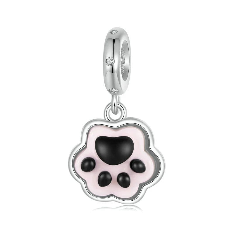 Glow in the Dark Pink Paw Print Dangle Charm