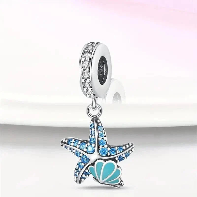 Sparkling Blue Starfish Dangle Charm