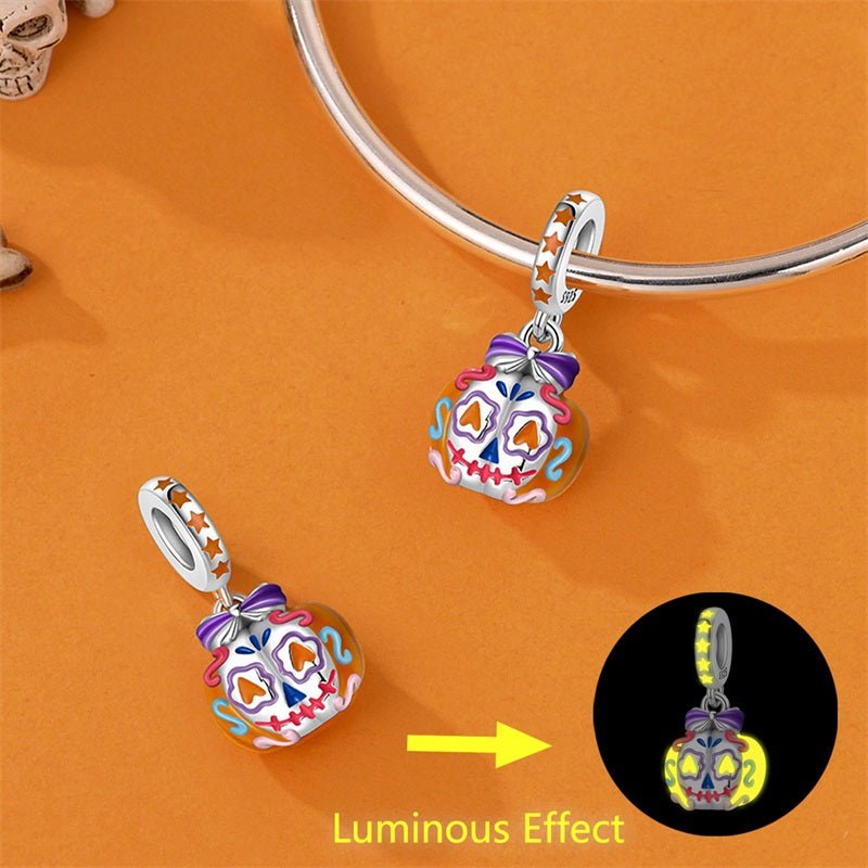 Glow-in-the-Dark Sugar Skull Dangle Charm