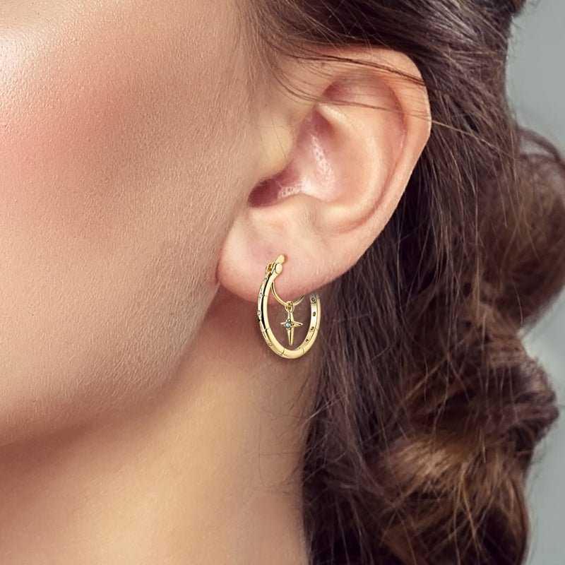 Gold Celestial Moon & Star Hoop Earrings