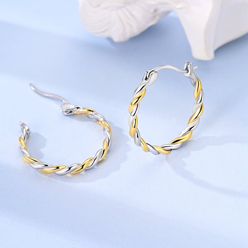 Gold & Silver Twisted Rope Hoop Earrings