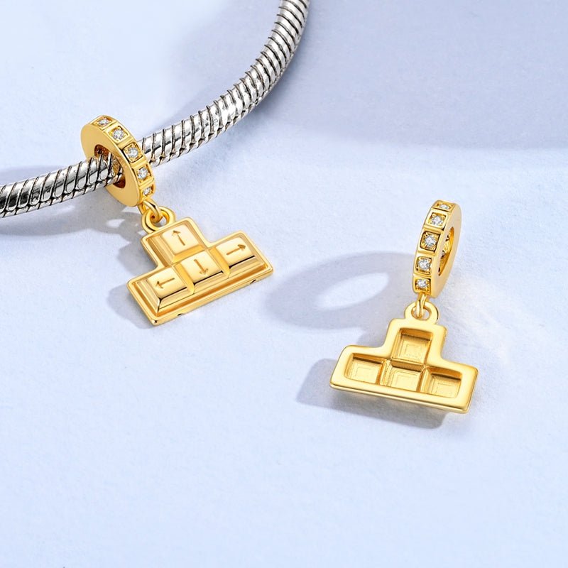 Golden Gamer Arrow Keys Dangle Charm