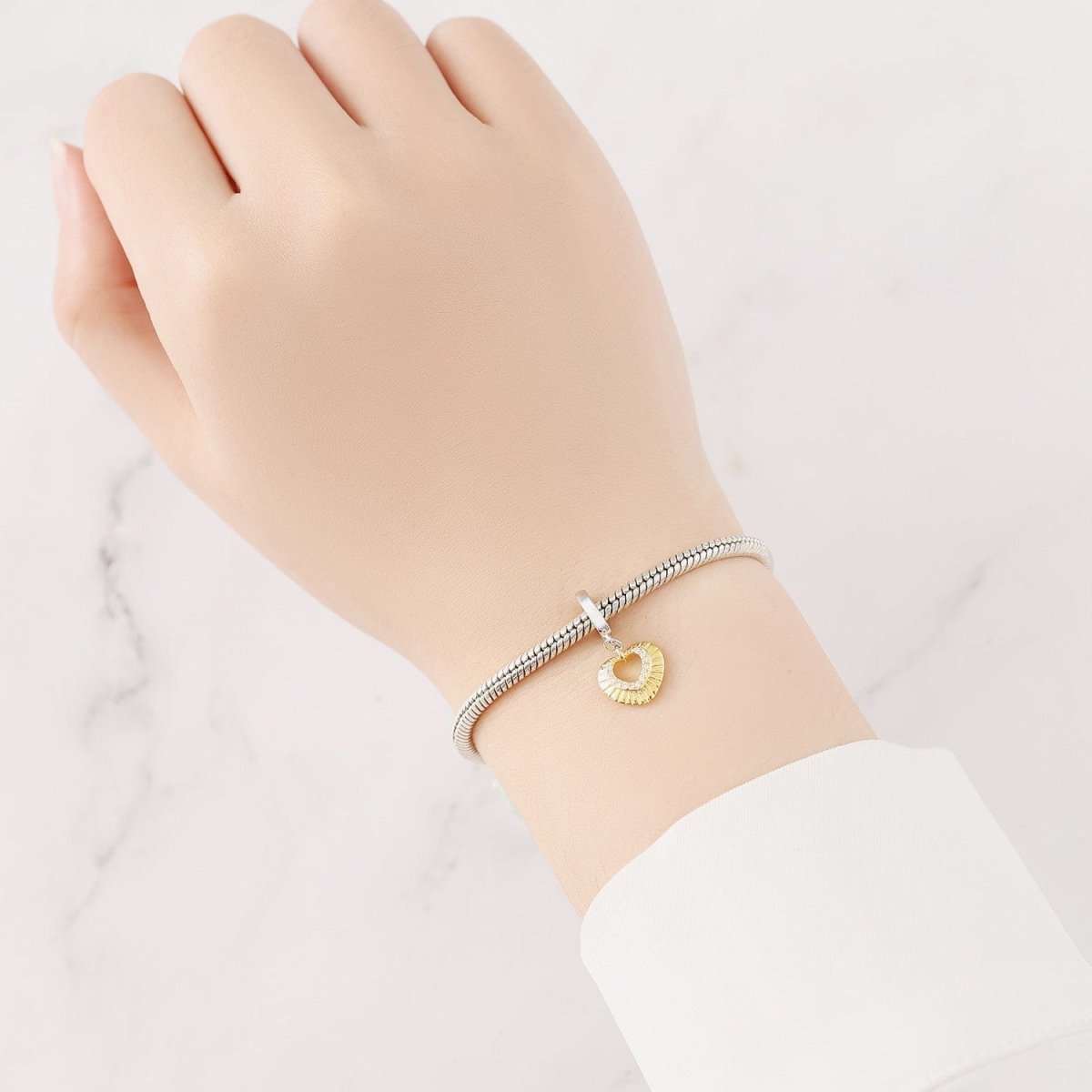 Golden Heart Charm with Sparkling Crystal Accents