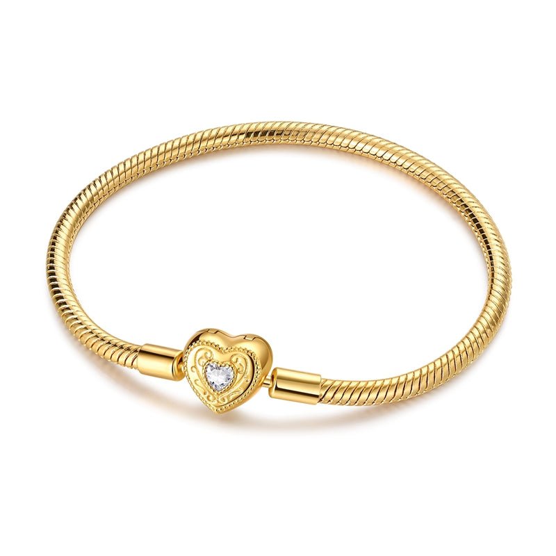 Golden Love Heart Snake Chain Bracelet