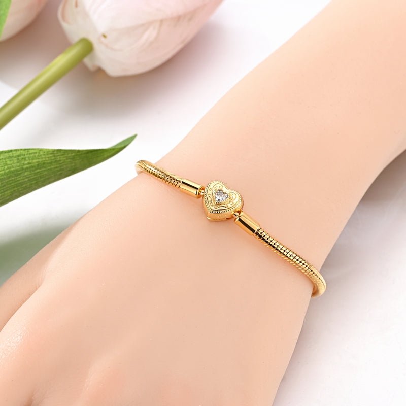 Golden Love Heart Snake Chain Bracelet