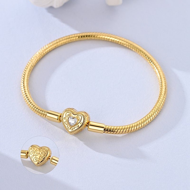 Golden Love Heart Snake Chain Bracelet