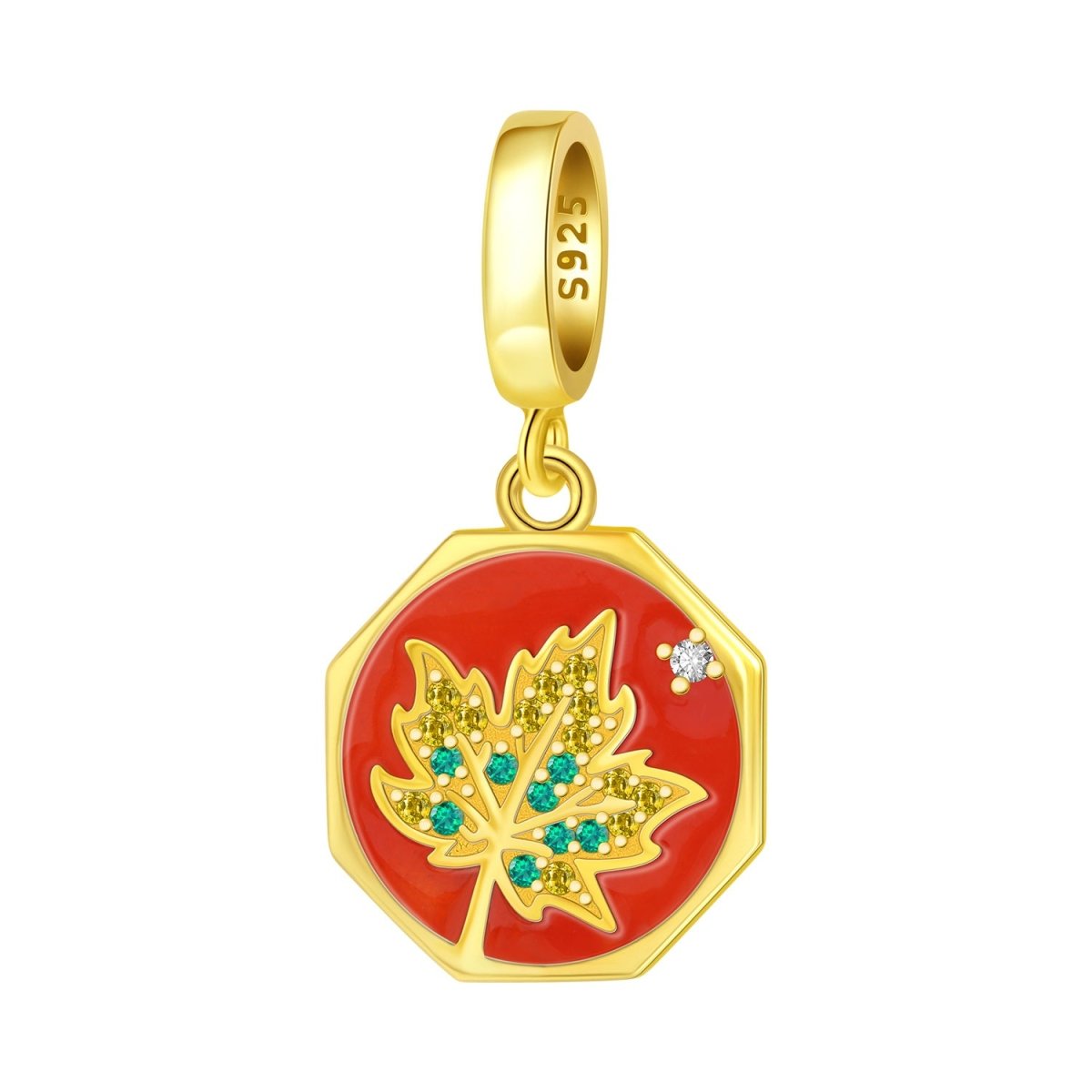 Golden Maple Leaf Autumn Dangle Charm