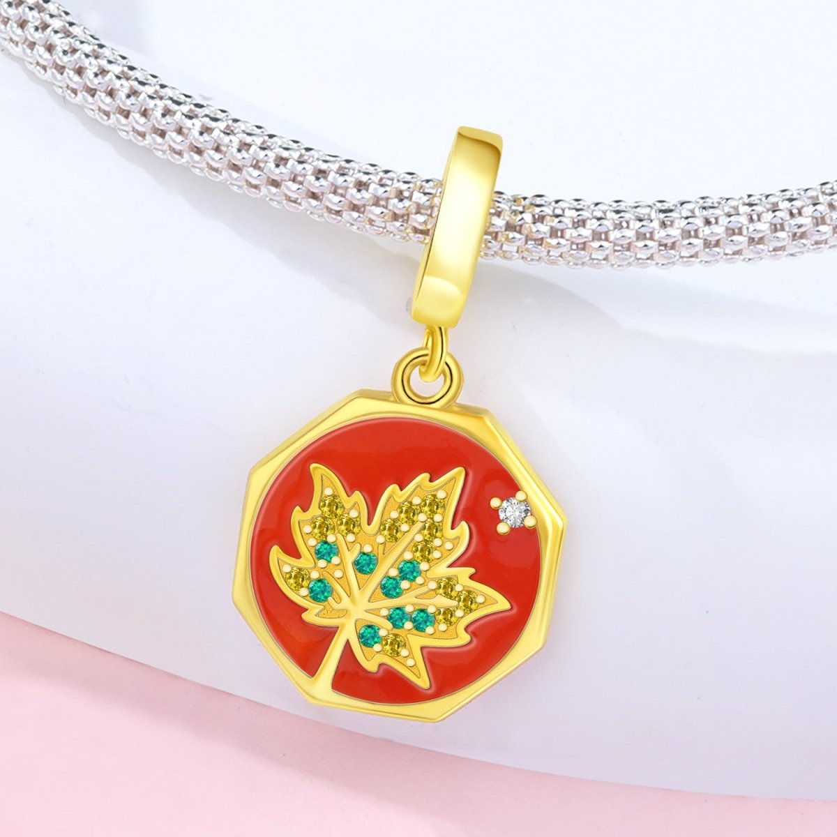 Golden Maple Leaf Autumn Dangle Charm