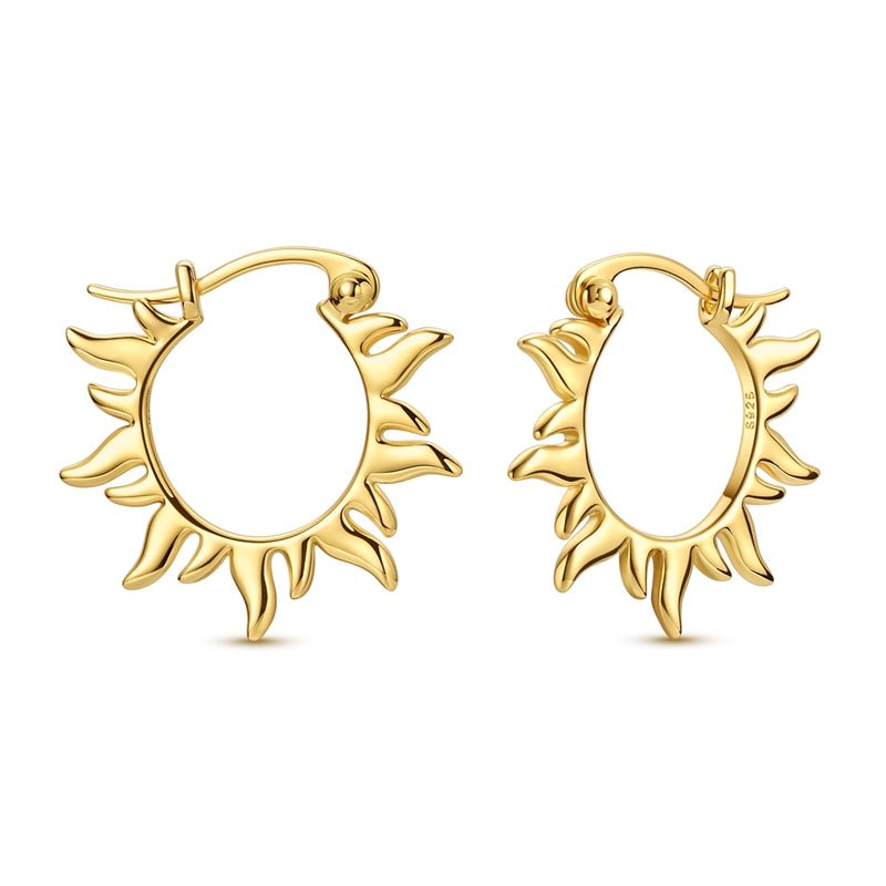 Golden Radiant Sun Hoop Earrings