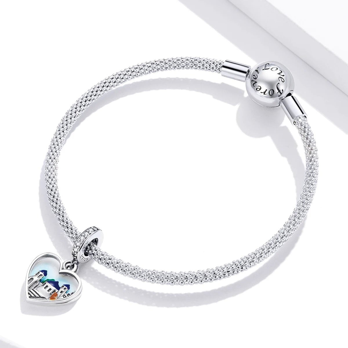 Greece Santorini Heart Dangle Charm