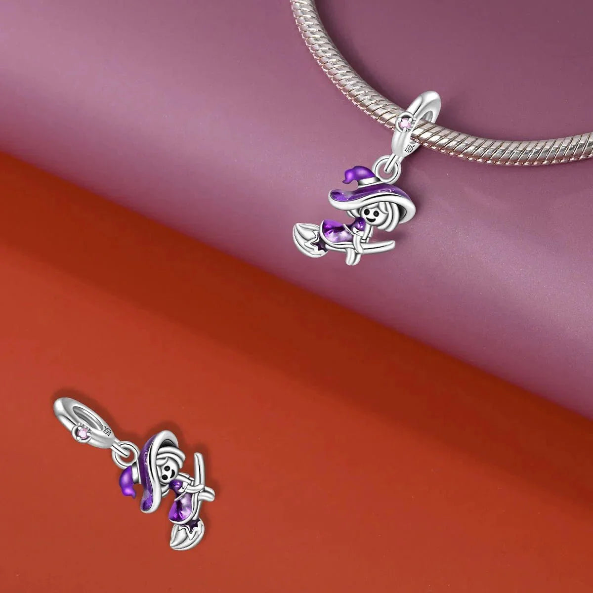 Halloween Witch on Broomstick Charm