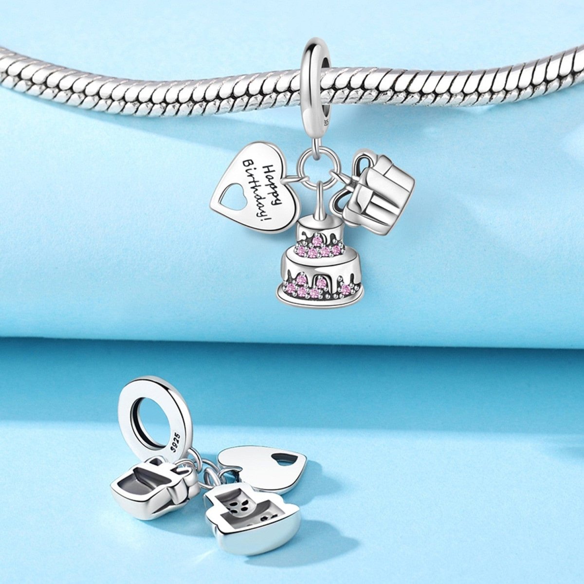 Happy Birthday Charm with Cake, Gift, and Heart