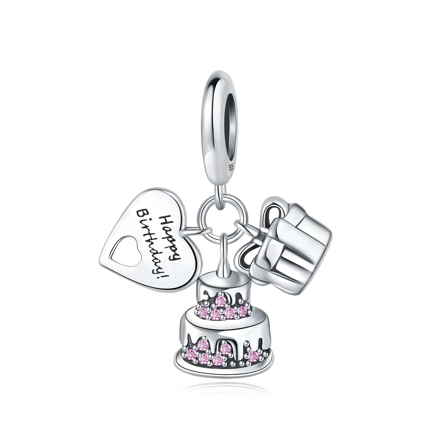 Happy Birthday Charm with Cake, Gift, and Heart
