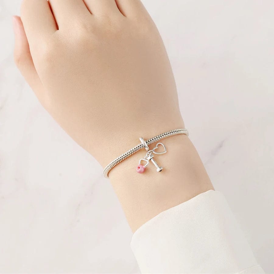 Heart & Kettlebell Fitness Trio Dangle Charm