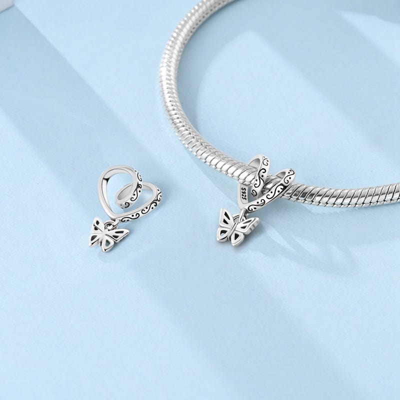 Heart Swirl Butterfly Charm