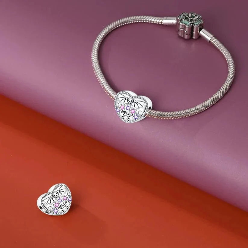 Hello Halloween Heart Charm