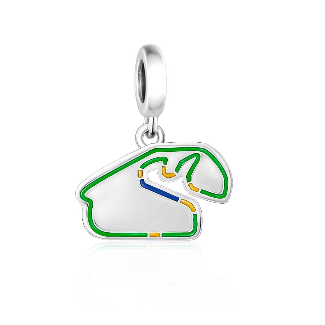 Jose Carlos Pace Interlagos Race Track with Brazilian Flag Colors Dangle Charm