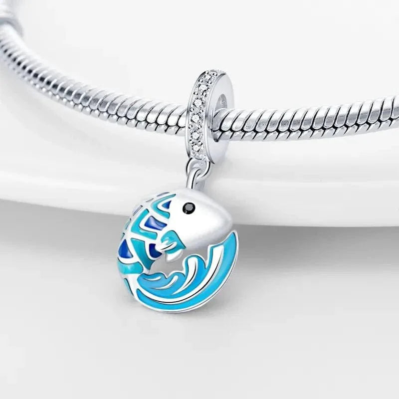 Blue Scaled Fish Dangle Charm