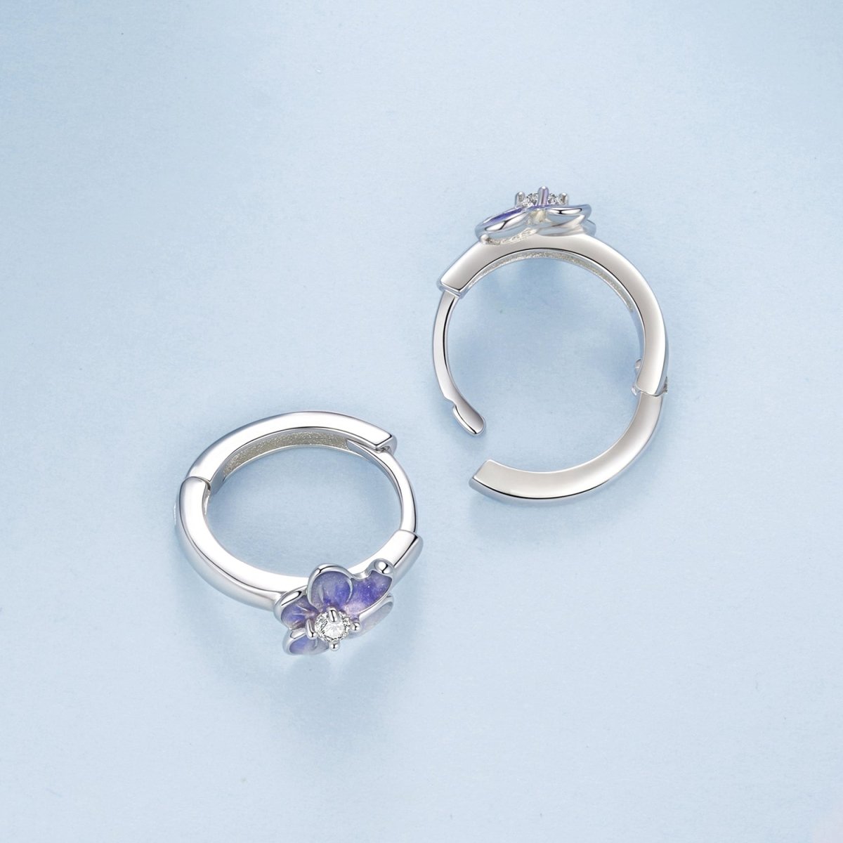 Lavender Blossom Hoop Earrings