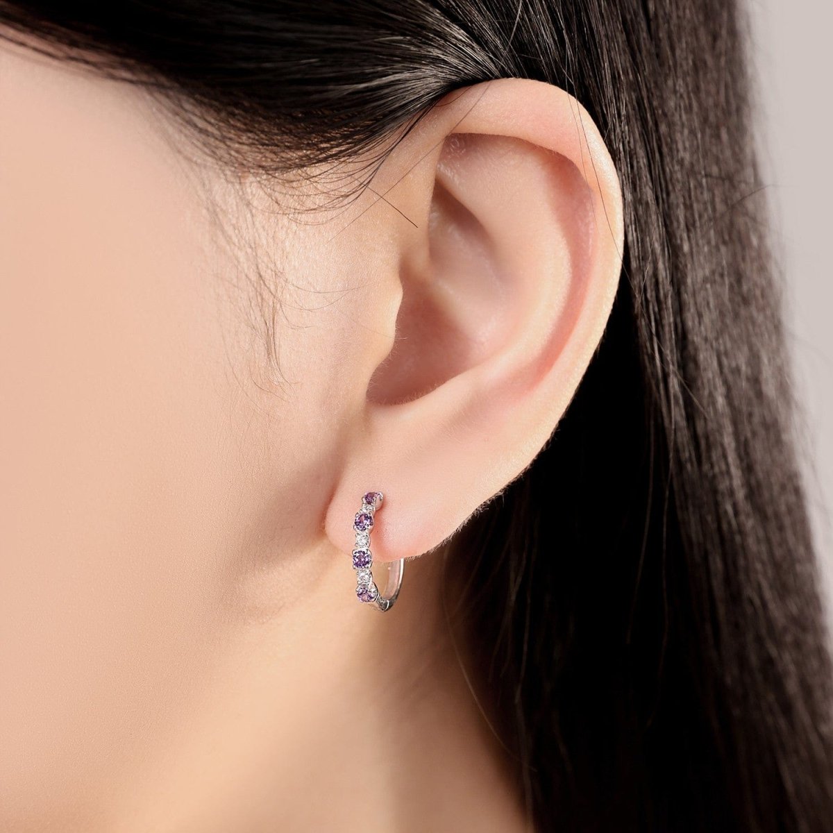 Lavender Crystal Hoop Earrings