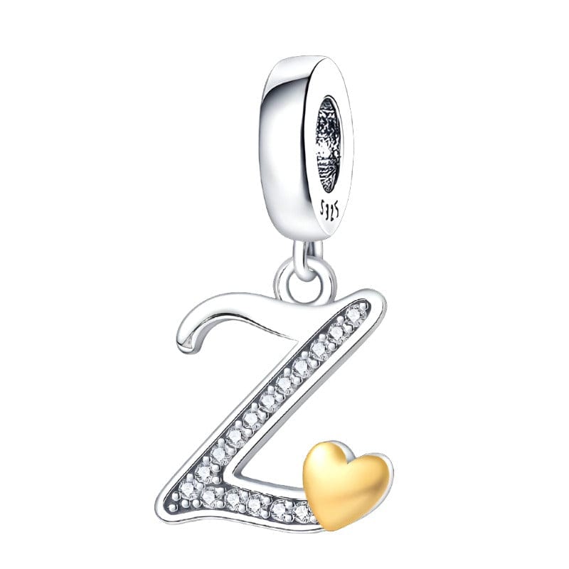 Cursive Gold Heart Letter A~Z Alphabet Charm