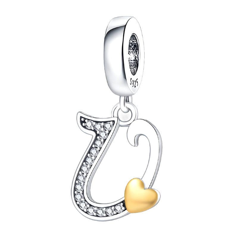 Cursive Gold Heart Letter A~Z Alphabet Charm