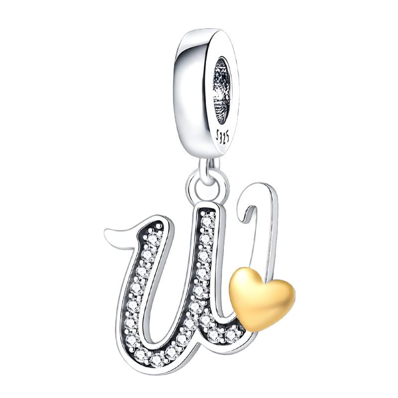 Cursive Gold Heart Letter A~Z Alphabet Charm