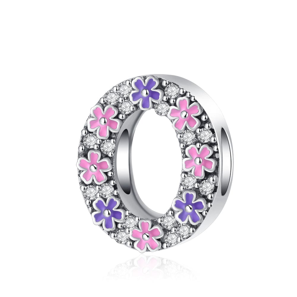 Pink & Purple Flower Letter A~Z Alphabet Charm