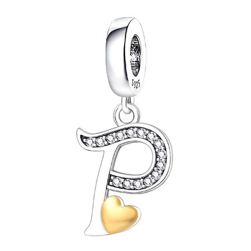 Cursive Gold Heart Letter A~Z Alphabet Charm