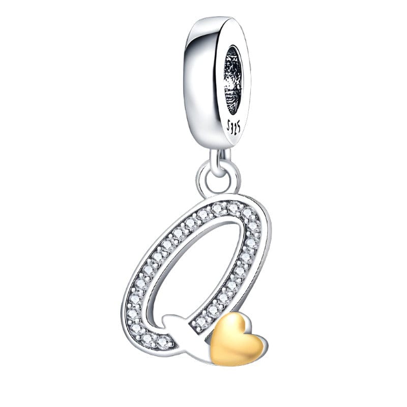 Cursive Gold Heart Letter A~Z Alphabet Charm