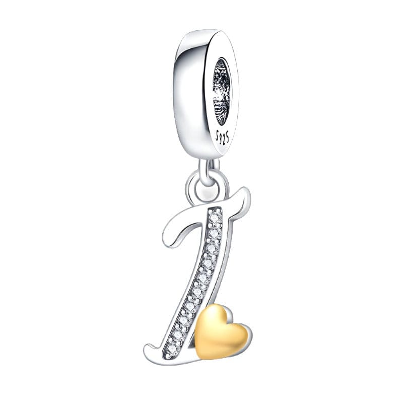 Cursive Gold Heart Letter A~Z Alphabet Charm