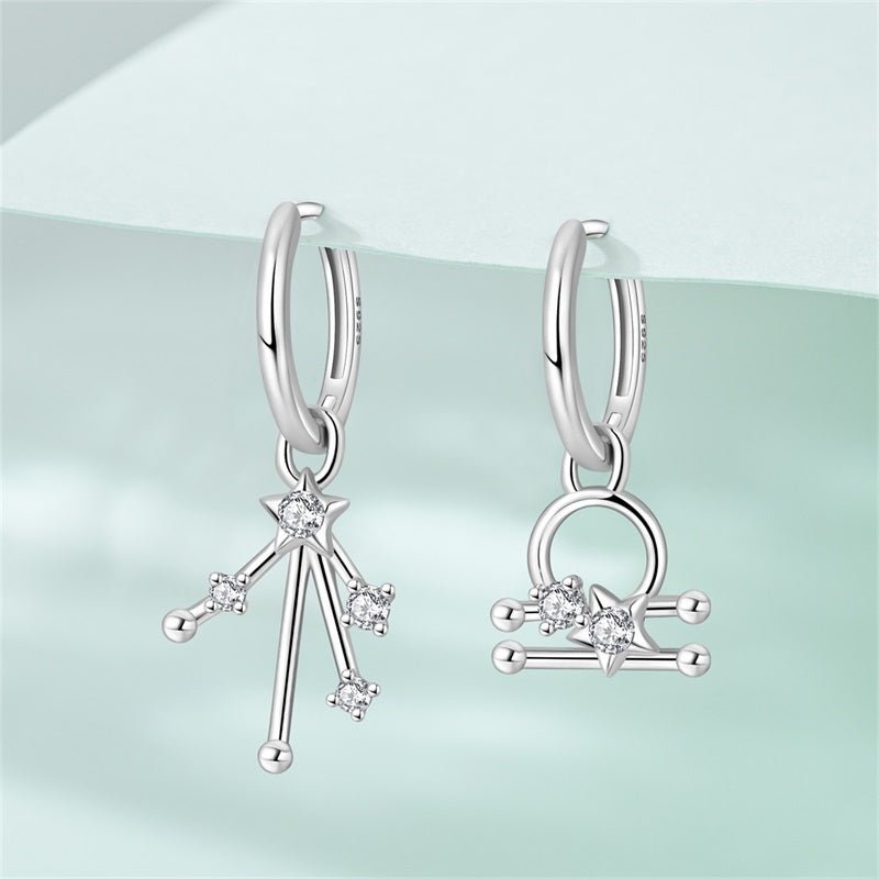 Libra Constellation Zodiac Hoop Earrings