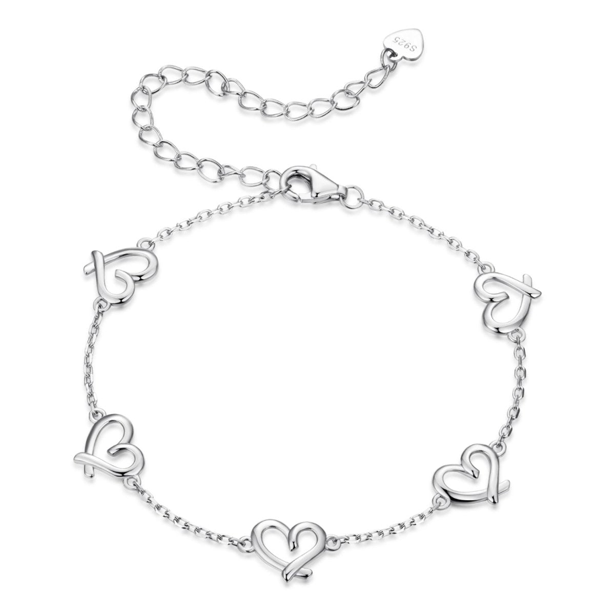 Linked Hearts Silver Bracelet