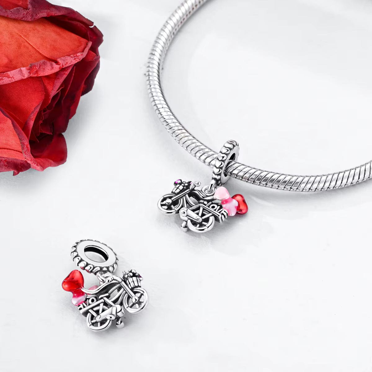 Love Balloons on Bicycle Dangle Charm