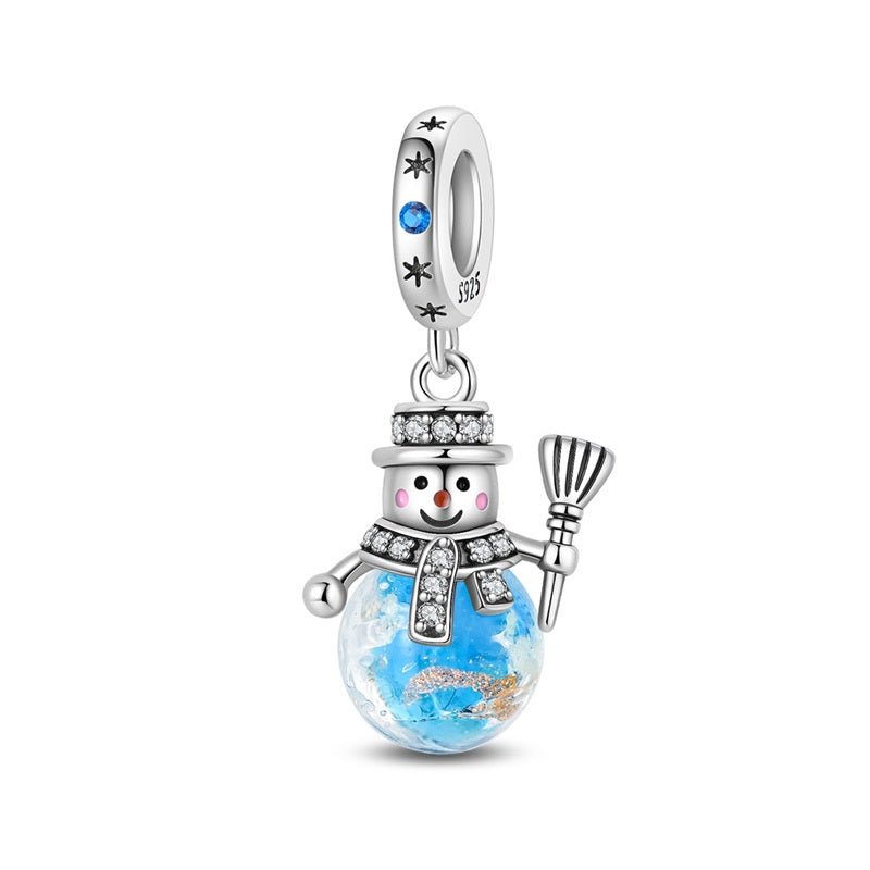 Luminous Snowman with Blue Globe Dangle Charm