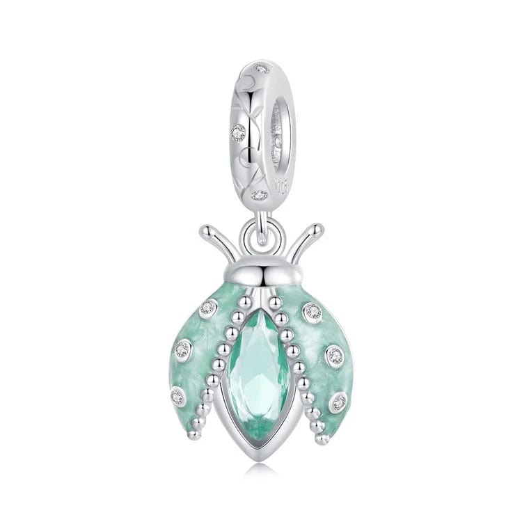 Mint Green Crystal Ladybug Dangle Charm