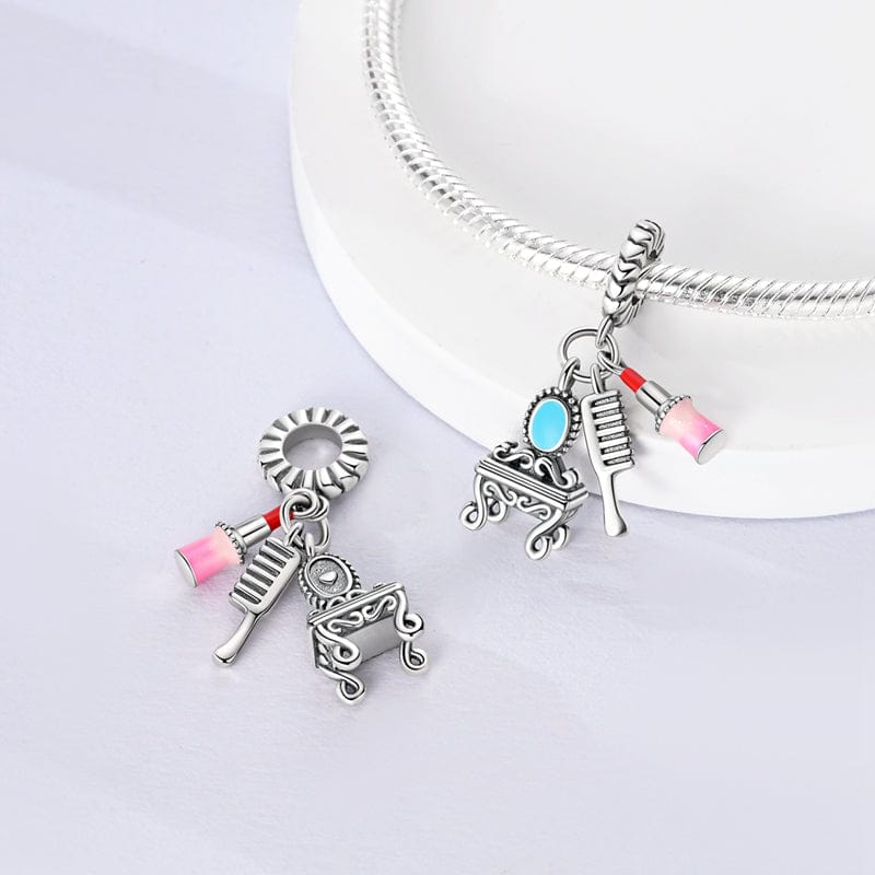 Mirror, Comb & Lipstick Triple Dangle Charm