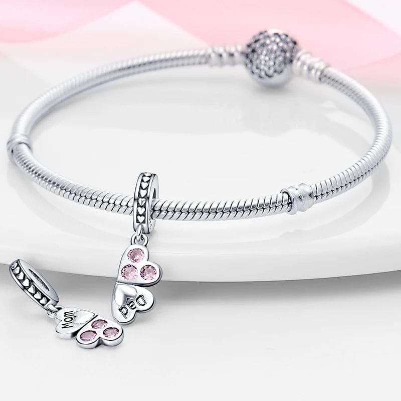 Mom And Dad Clover Double Dangle Charm