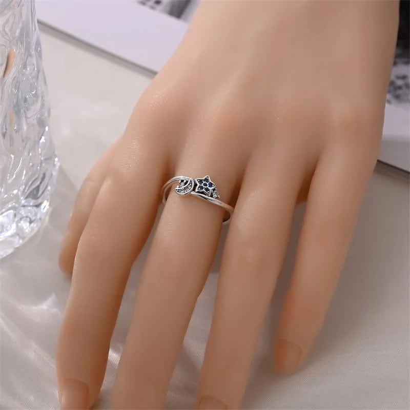 Moon & Star Crystal Ring