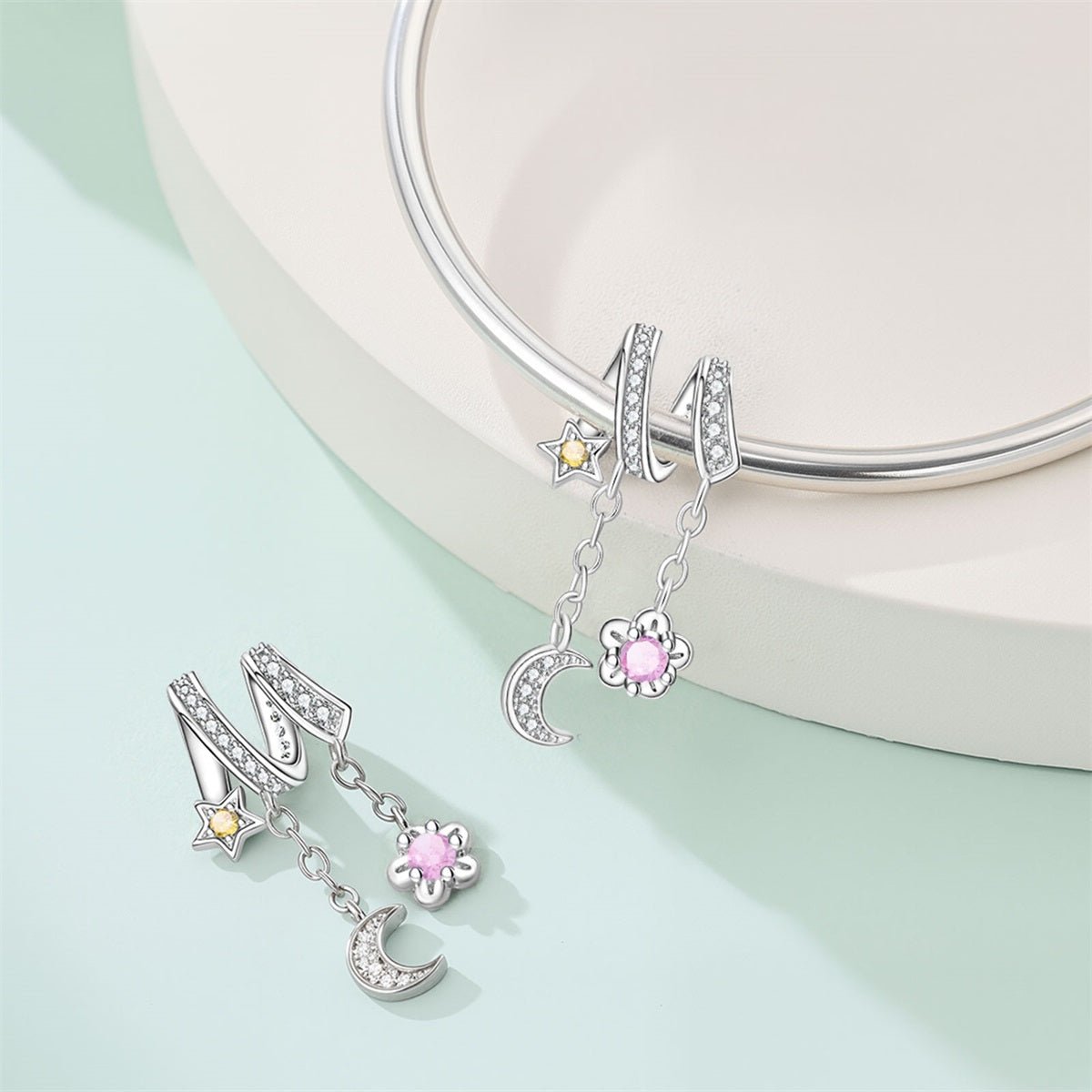 Moon, Star & Flower Dangle Charm