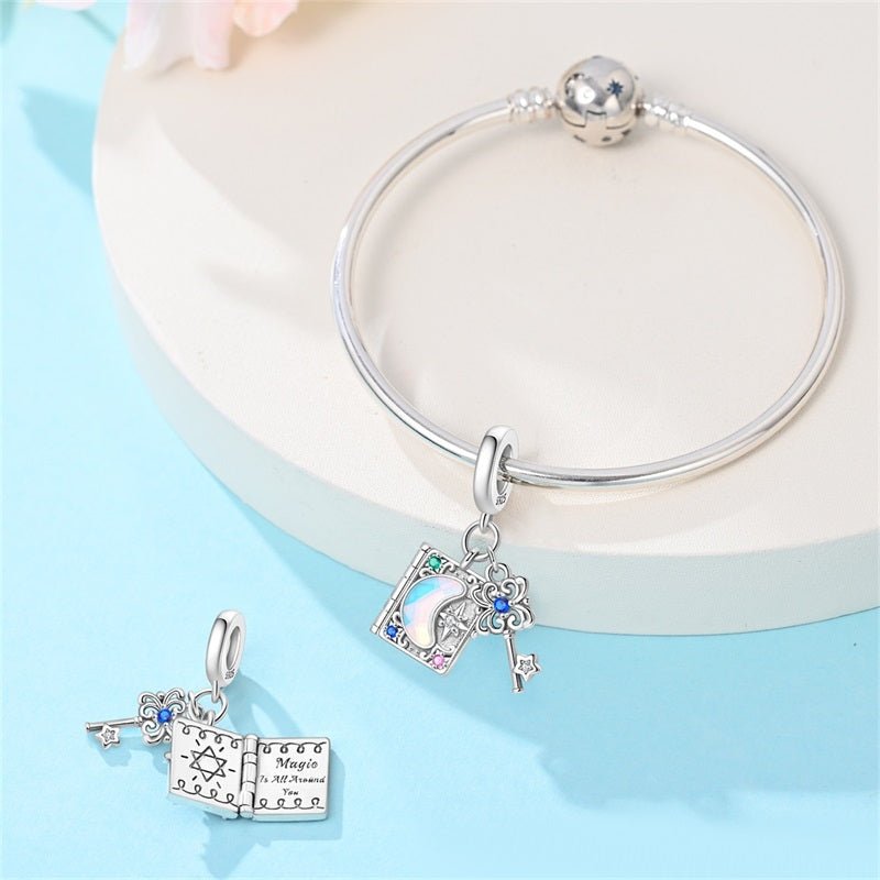 Moonlight Magic Book & Key Dangle Charm