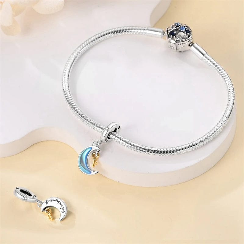 Moonlit Dreams Crescent and Key Dangle Charm
