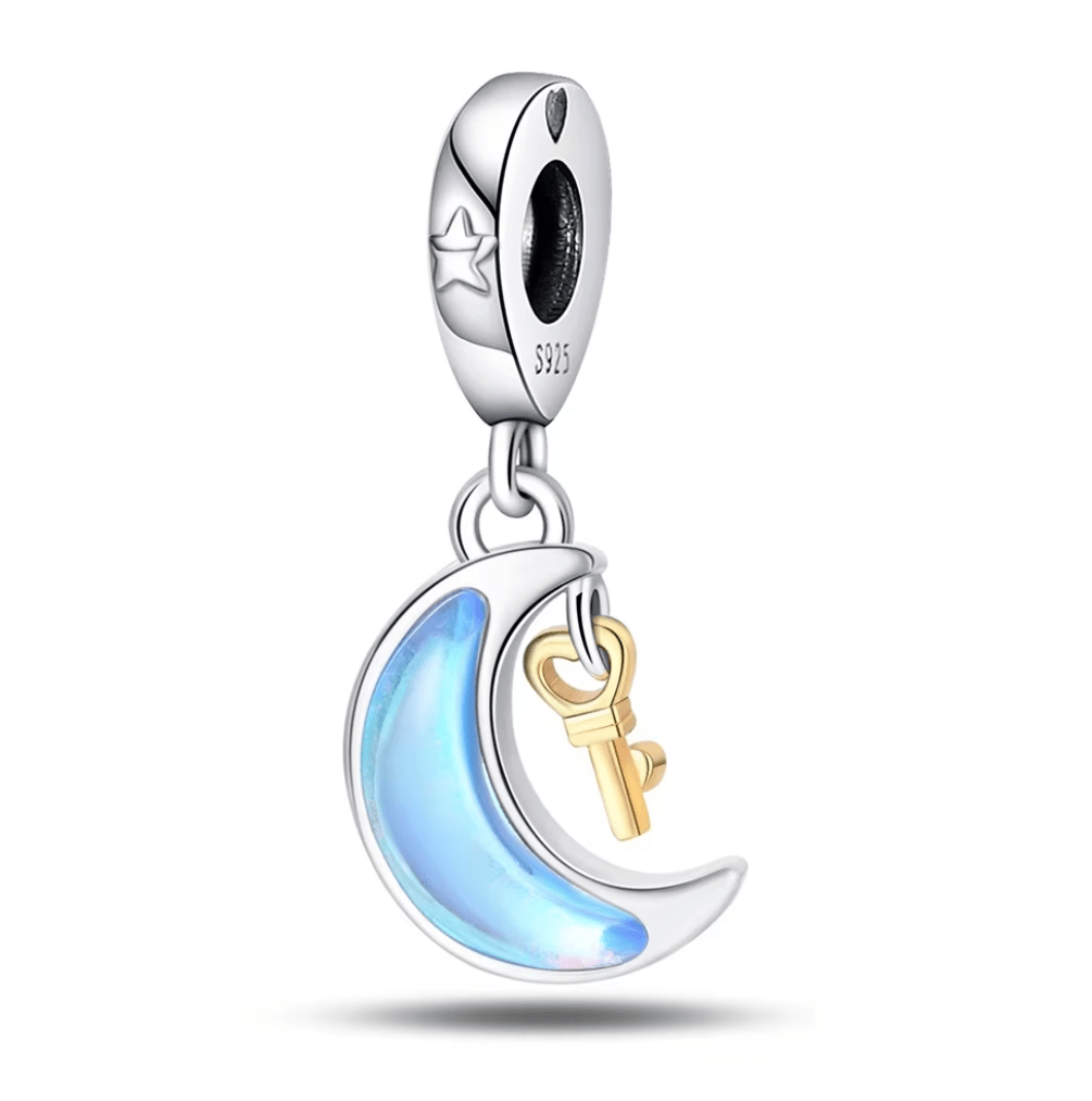 Moonlit Dreams Crescent and Key Dangle Charm