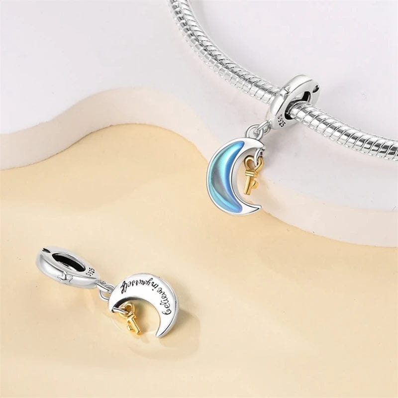 Moonlit Dreams Crescent and Key Dangle Charm