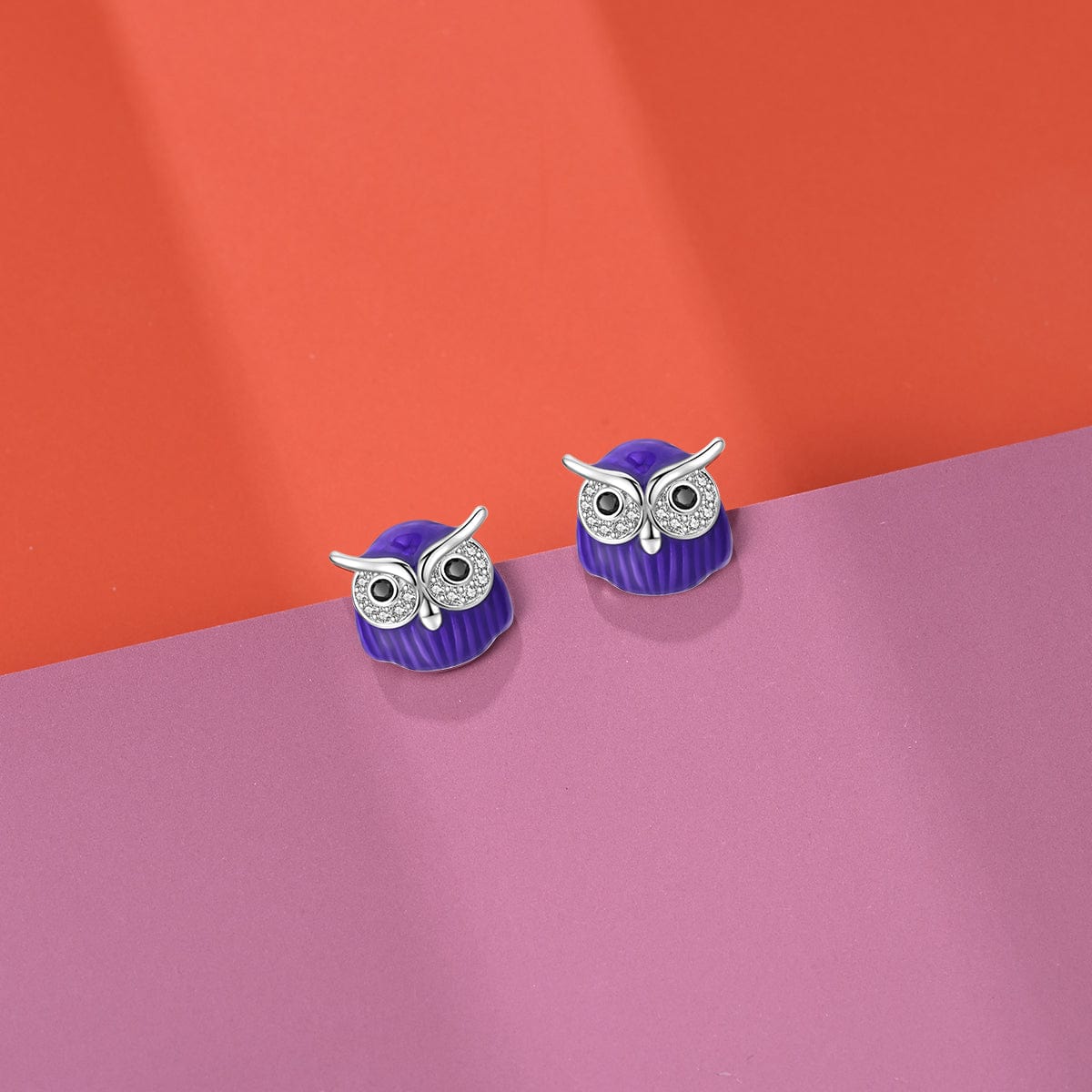 Mystical Night Owl Crystal Stud Earrings