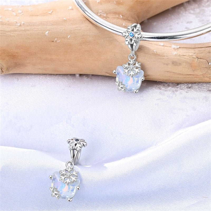 Opal Snowflake Cat Dangle Charm
