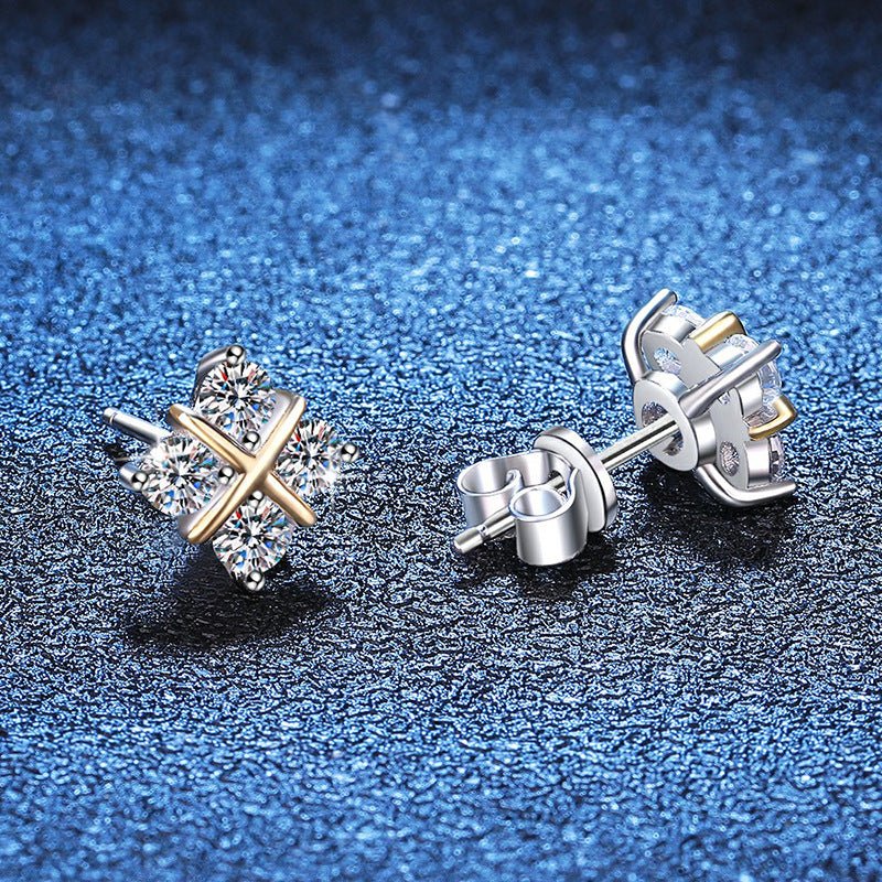 Béra&Co DuoTone Cross Moissanite Stud Earrings
